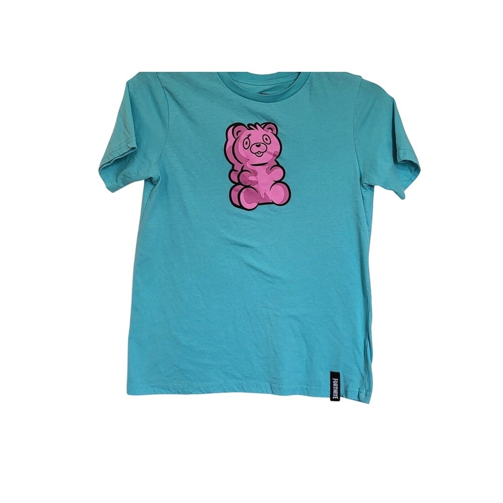 Fortnite Epic‎ Games Boys Turquoise Cuddle Team Leader Pink Gummy Bear Tee Large